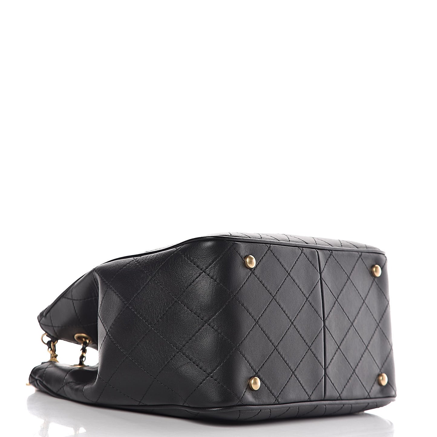 Calfskin Stitched Egyptian Amulet Drawstring Bag Black