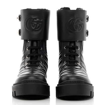 Gucci Nappa Frances GG Matelasse Platform Combat Boots 38.5 Black 2 of 11