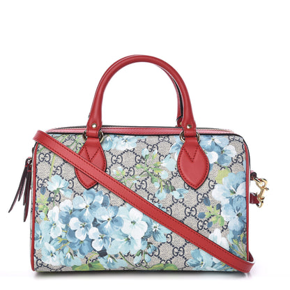 Gucci GG Supreme Monogram Blooms Small Boston Beige Blue Navy Hibiscus Red 1 of 9