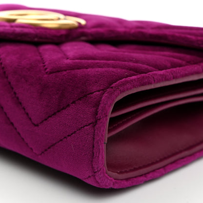 Gucci Velvet Matelasse GG Marmont Chain Wallet Fuchsia Violet Cyclamen 10 of 10