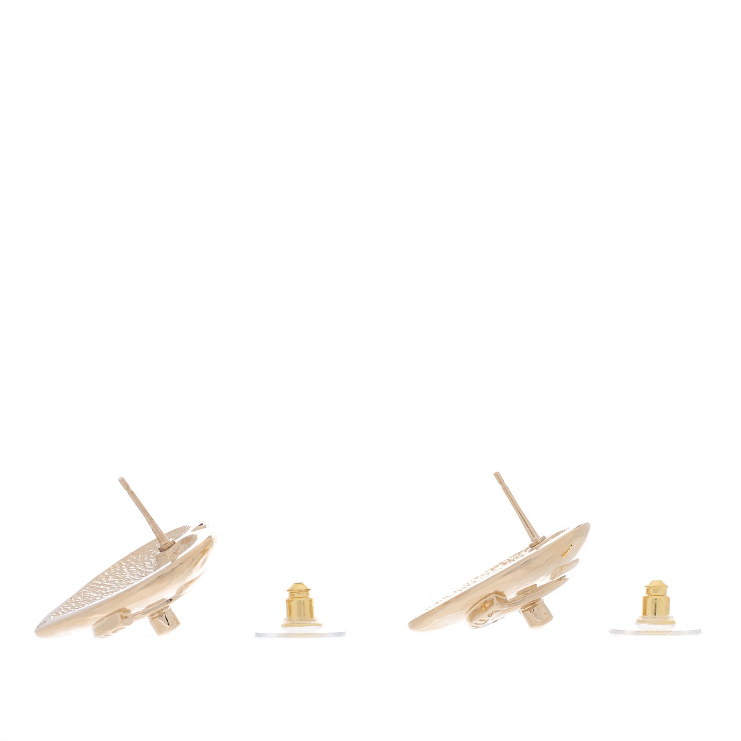 Metal CC Heart Turnlock Earrings Gold