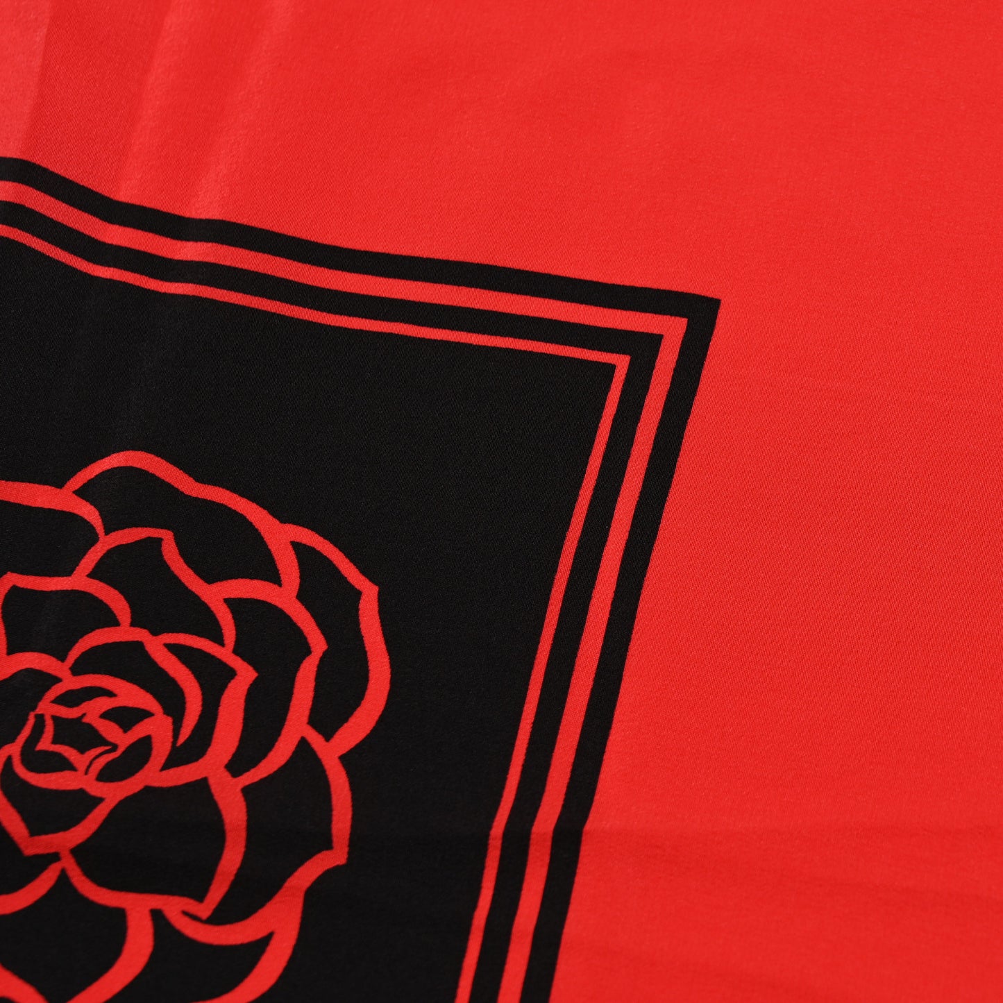 Silk CC Camellia Scarf Black Red