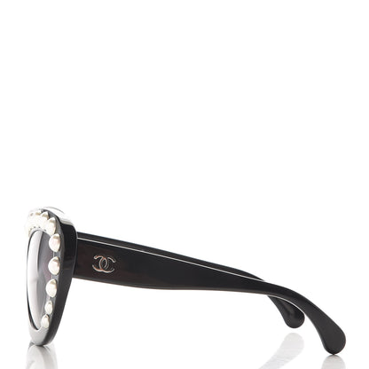 Chanel Pearl Cat Eye Sunglasses 71096 Black 3 of 9