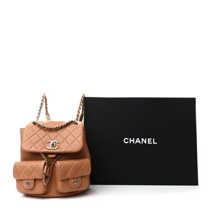 Chanel Shiny Caviar Quilted Small Duma Pockets Drawstring Backpack Dark Beige 12 of 12