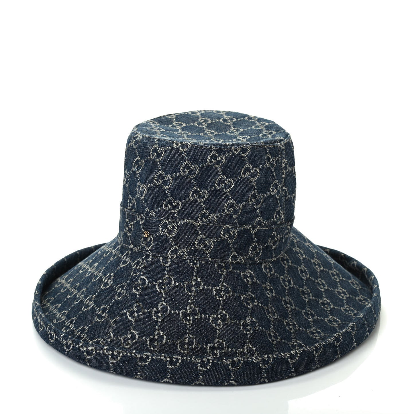 Eco Washed Denim GG Monogram Brim Hat XL Blue Ivory