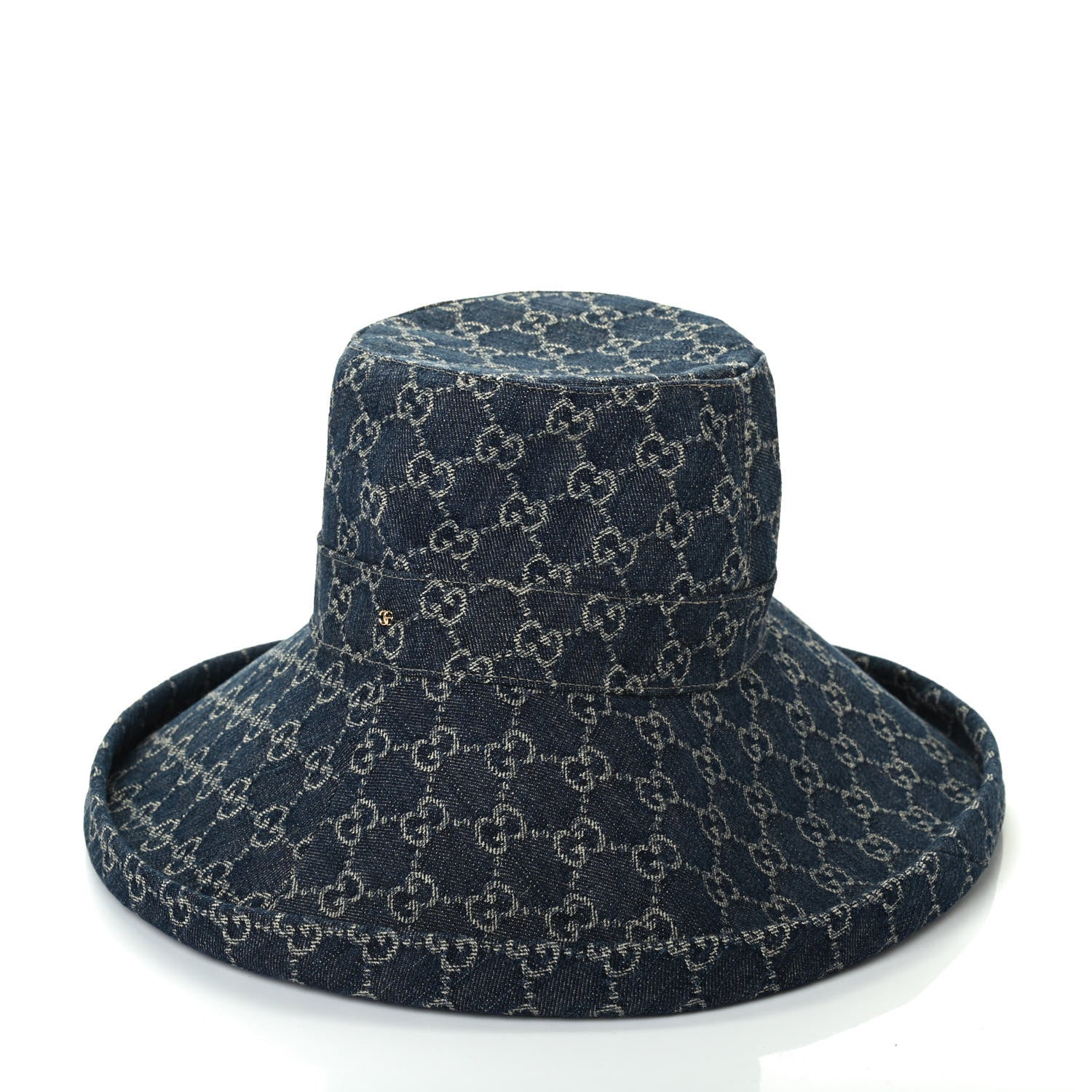Gucci Eco Washed Denim GG Monogram Brim Hat XL Blue Ivory 3 of 4