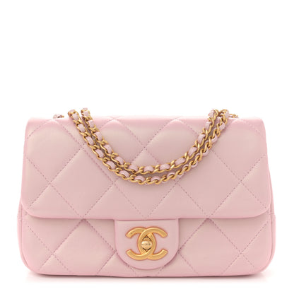 Chanel Pearly Lambskin Quilted Pearl Small Flap Pink 1 of 11