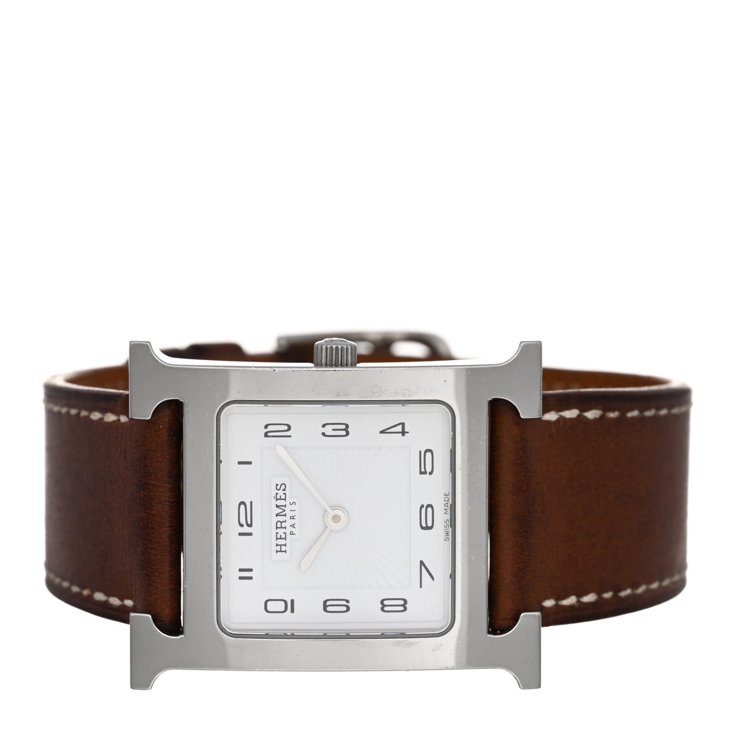 Hermes Stainless Steel Barenia 26mm Heure H Hour Quartz Watch Fauve 2 of 5