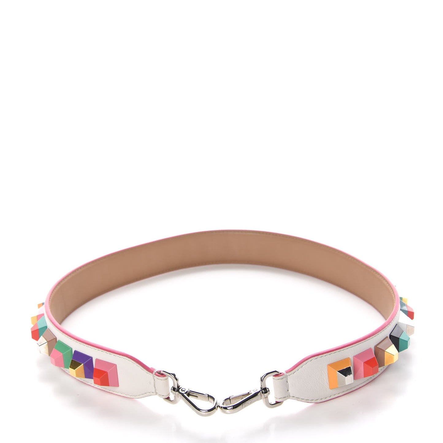 Vitello Dolce Plexiglass Bi-Color Studded Strap You White Ice Cuoio Multicolor