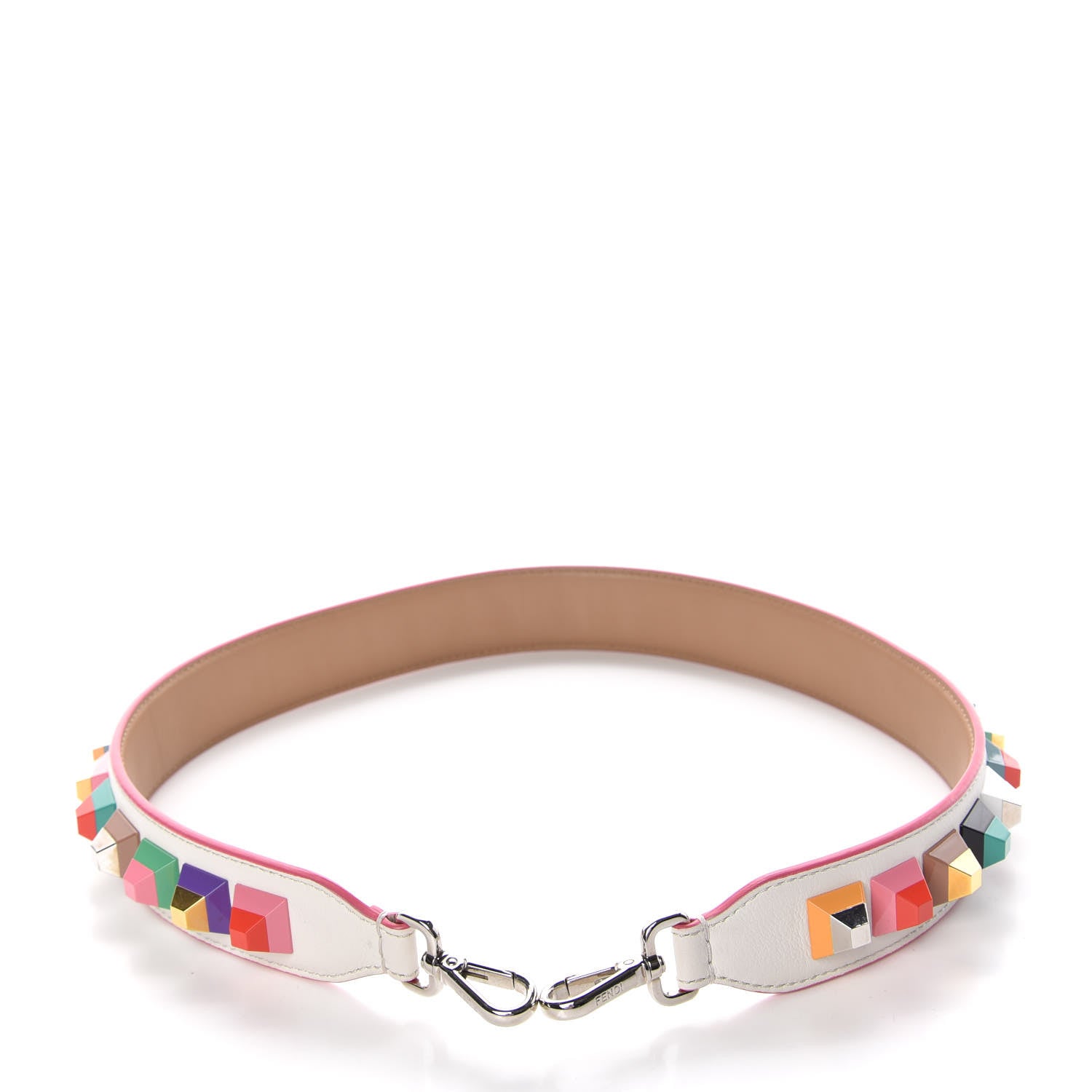 Fendi Vitello Dolce Plexiglass Bi-Color Studded Strap You White Ice Cuoio Multicolor 3 of 4