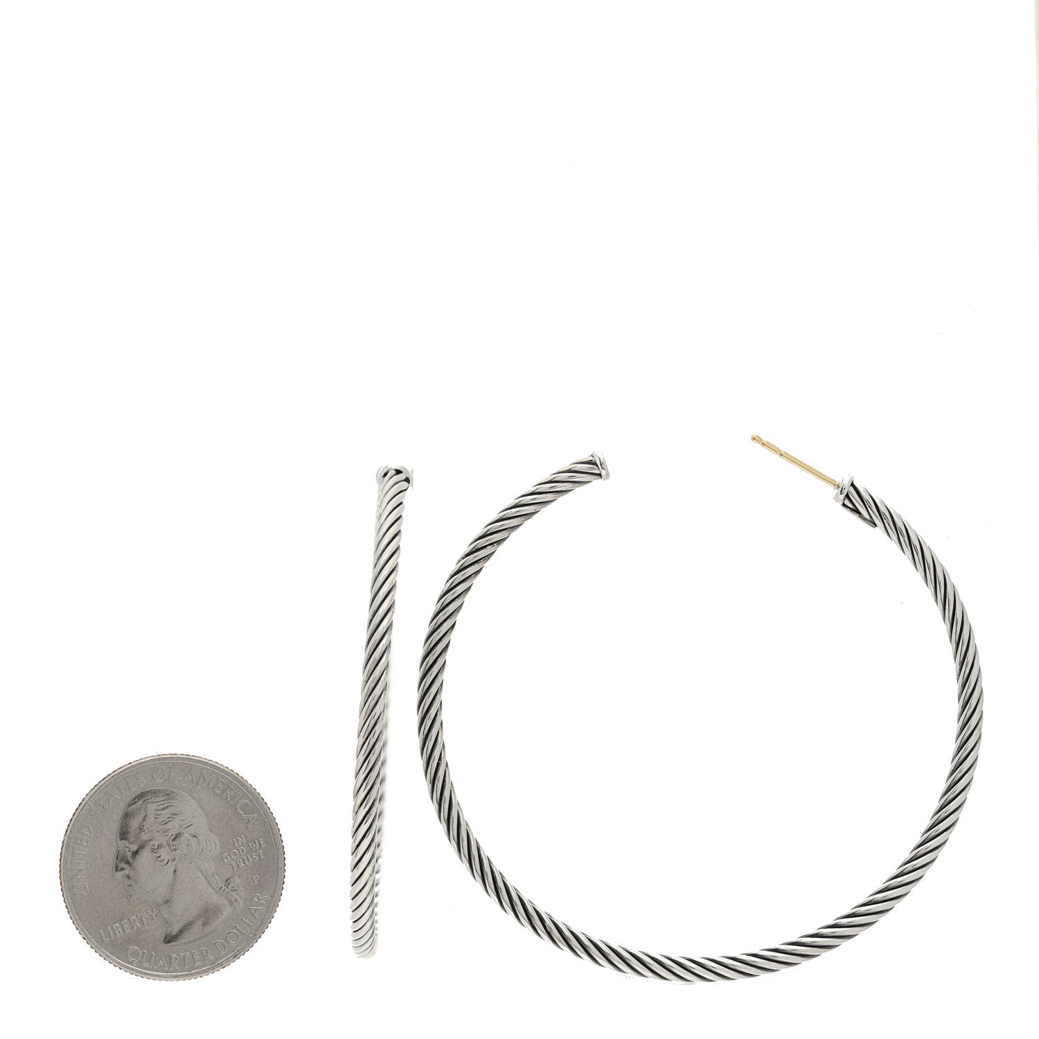 David Yurman Sterling Silver Extra Large Cable Classics Hoop Earrings 2 of 4