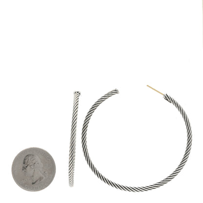 David Yurman Sterling Silver Extra Large Cable Classics Hoop Earrings 2 of 4