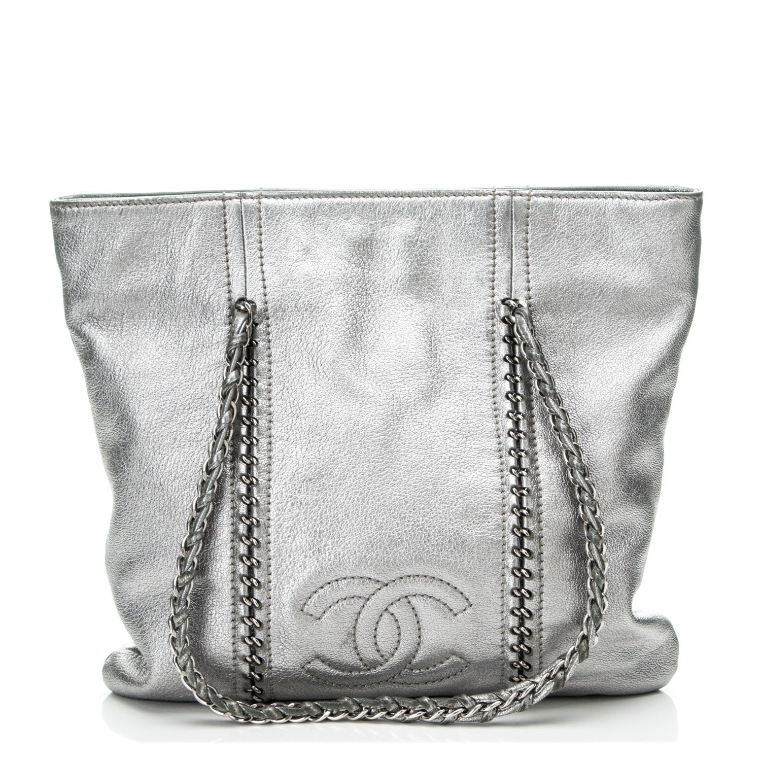 Chanel Metallic Goatskin Luxe Ligne Tote Silver 1 of 7
