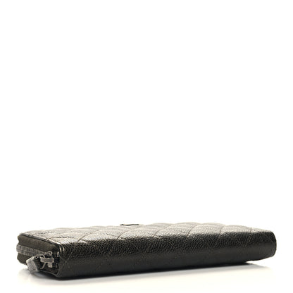 Chanel Caviar Quilted Large Gusset Zip Around Wallet Dark Charcoal 3 of 10