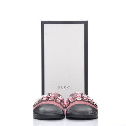 Gucci Calfskin Embellished Pursuit Slide Sandals 38 Carmine Rose 10 of 10