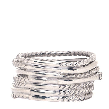 David Yurman Sterling Silver Diamond 11mm Wide Crossover Cable Ring 51 5.75 3 of 4