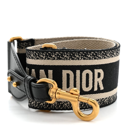 Christian Dior Canvas Embroidered Shoulder Strap Black 1 of 5