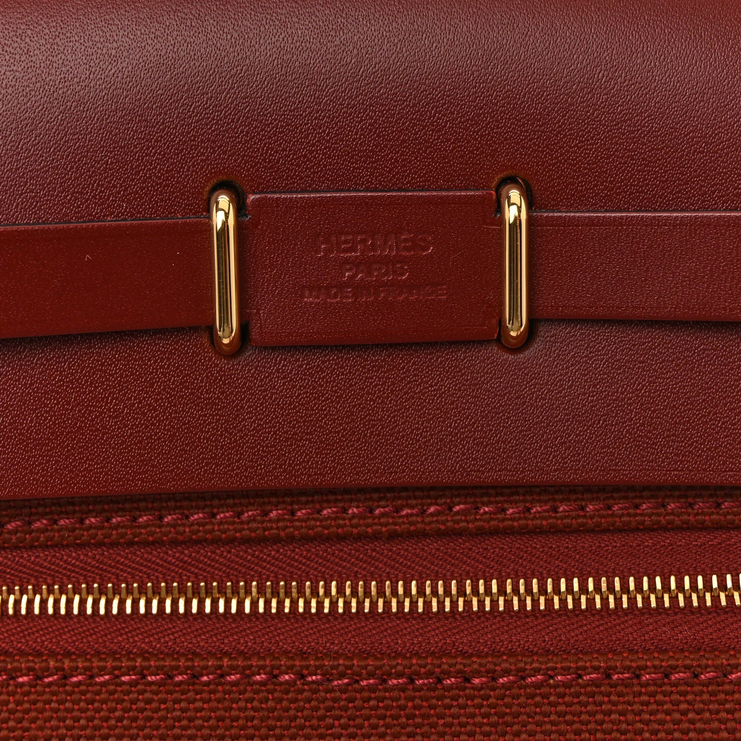 Hermes Military Toile Vache Hunter Herbag Zip Retourne 20 Rouge H 6 of 9