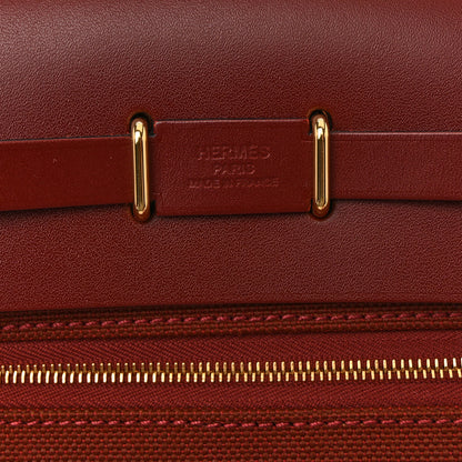 Hermes Military Toile Vache Hunter Herbag Zip Retourne 20 Rouge H 6 of 9