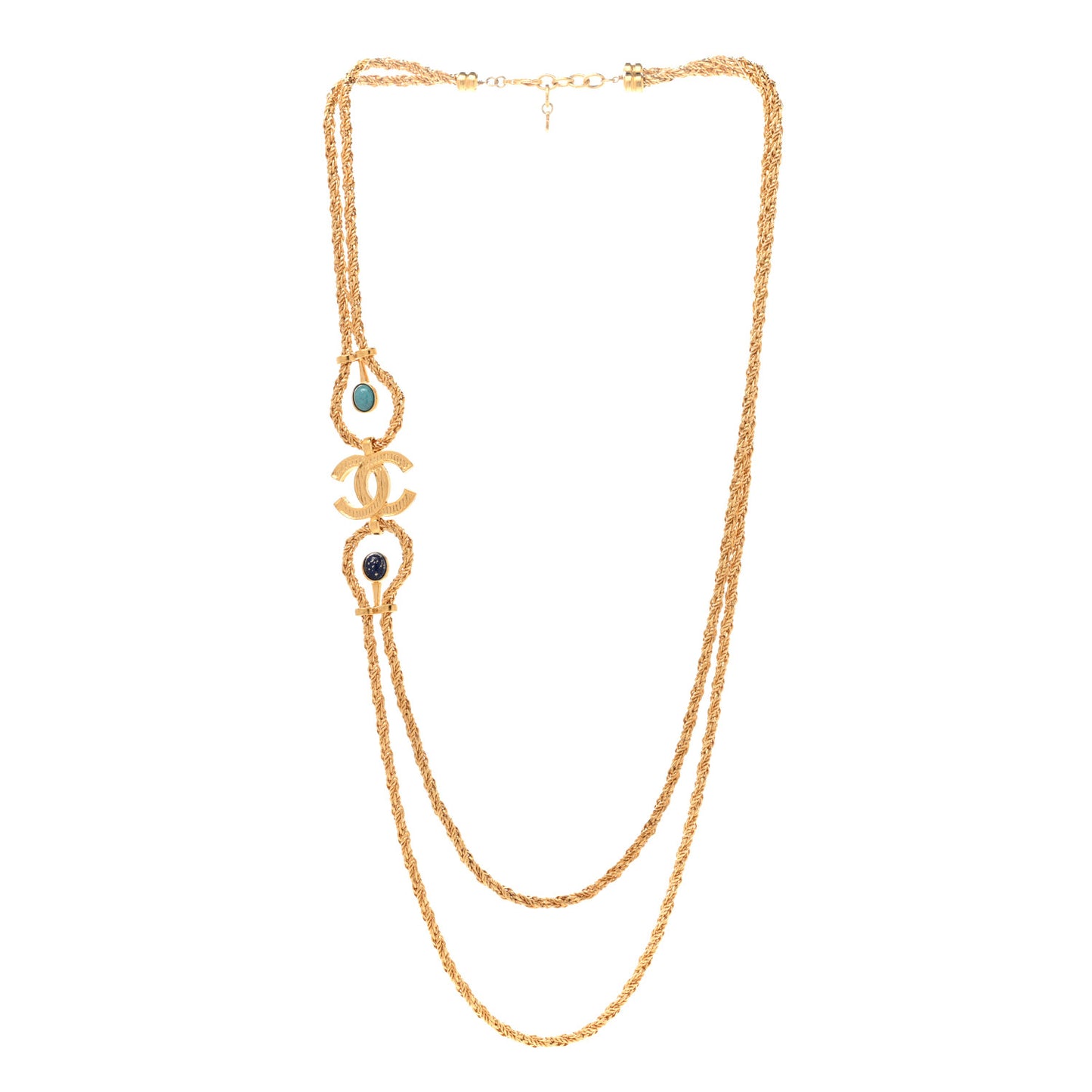 Pearl Bead Crystal CC Necklace Gold