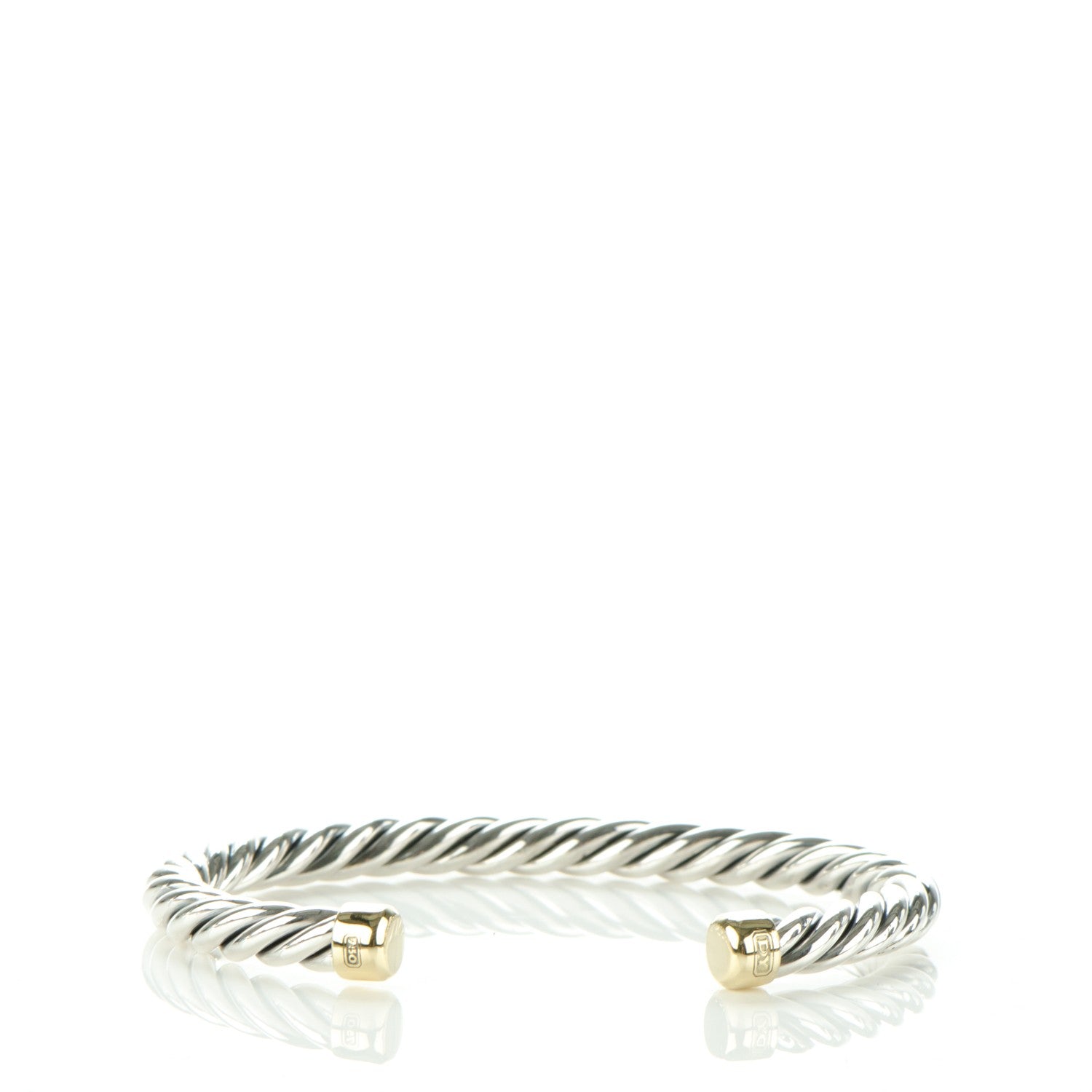 David Yurman Sterling Silver 18K Yellow Gold 6mm Cable Classics Bracelet 1 of 7