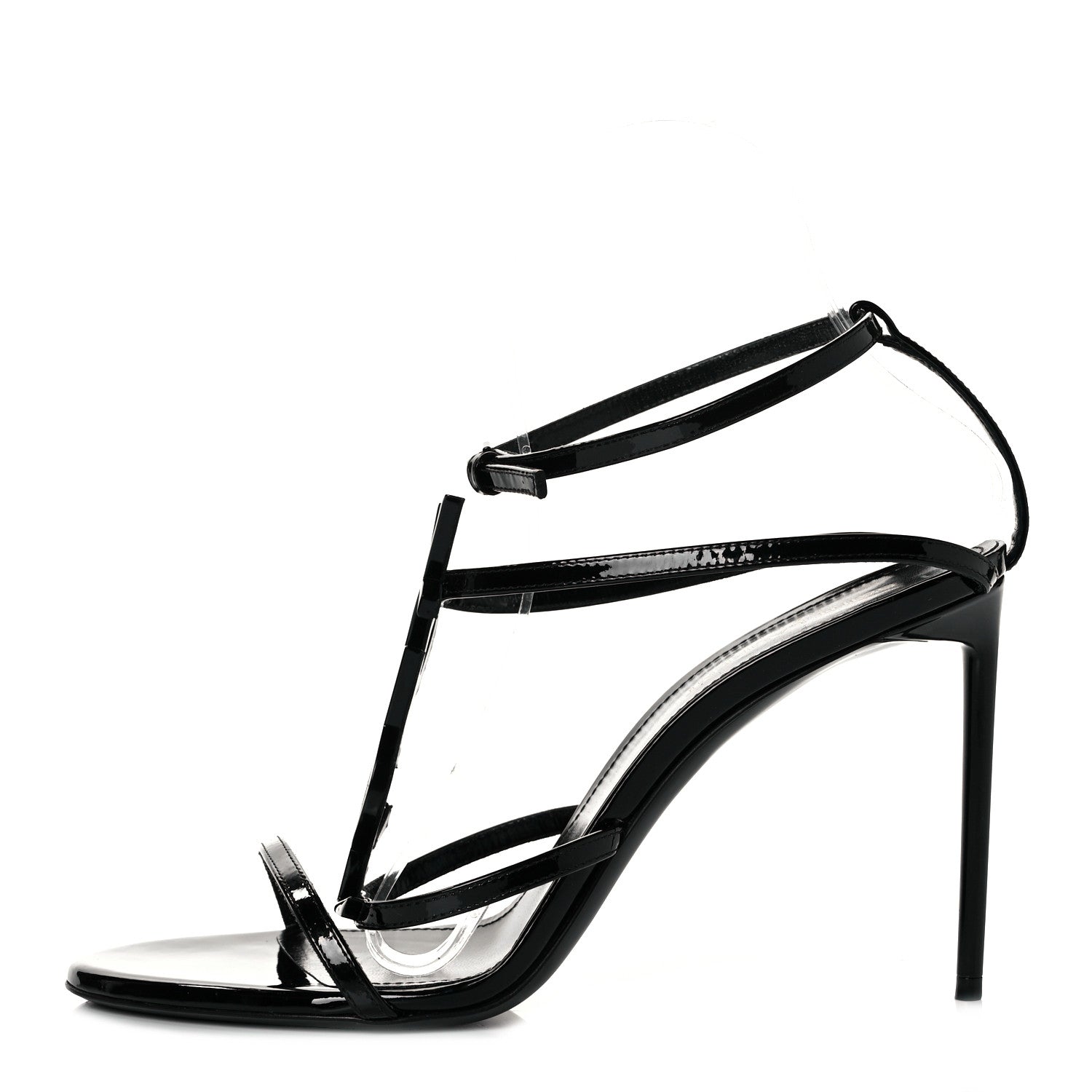 Saint Laurent Patent Calfskin Cassandra 100 Sandals 39 Black 1 of 7