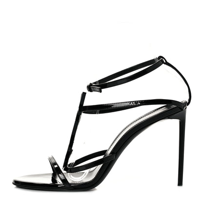 Saint Laurent Patent Calfskin Cassandra 100 Sandals 39 Black 1 of 7