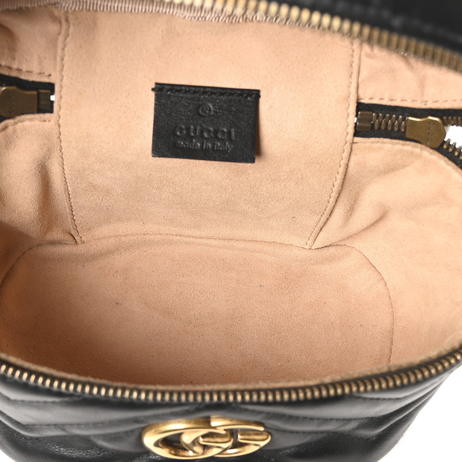 Gucci Calfskin Matelasse Mini GG Marmont Round Backpack Black 5 of 10