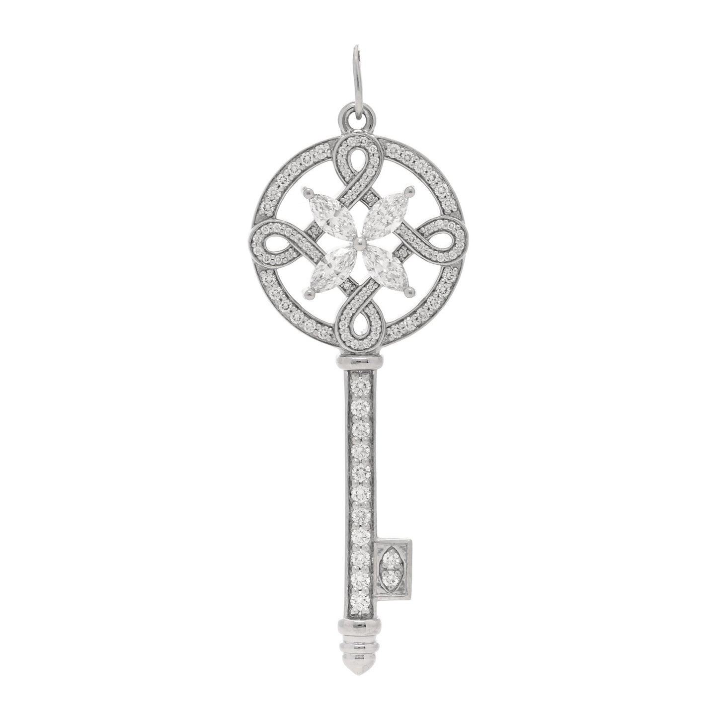 Platinum Diamond Victoria Round Key Pendant