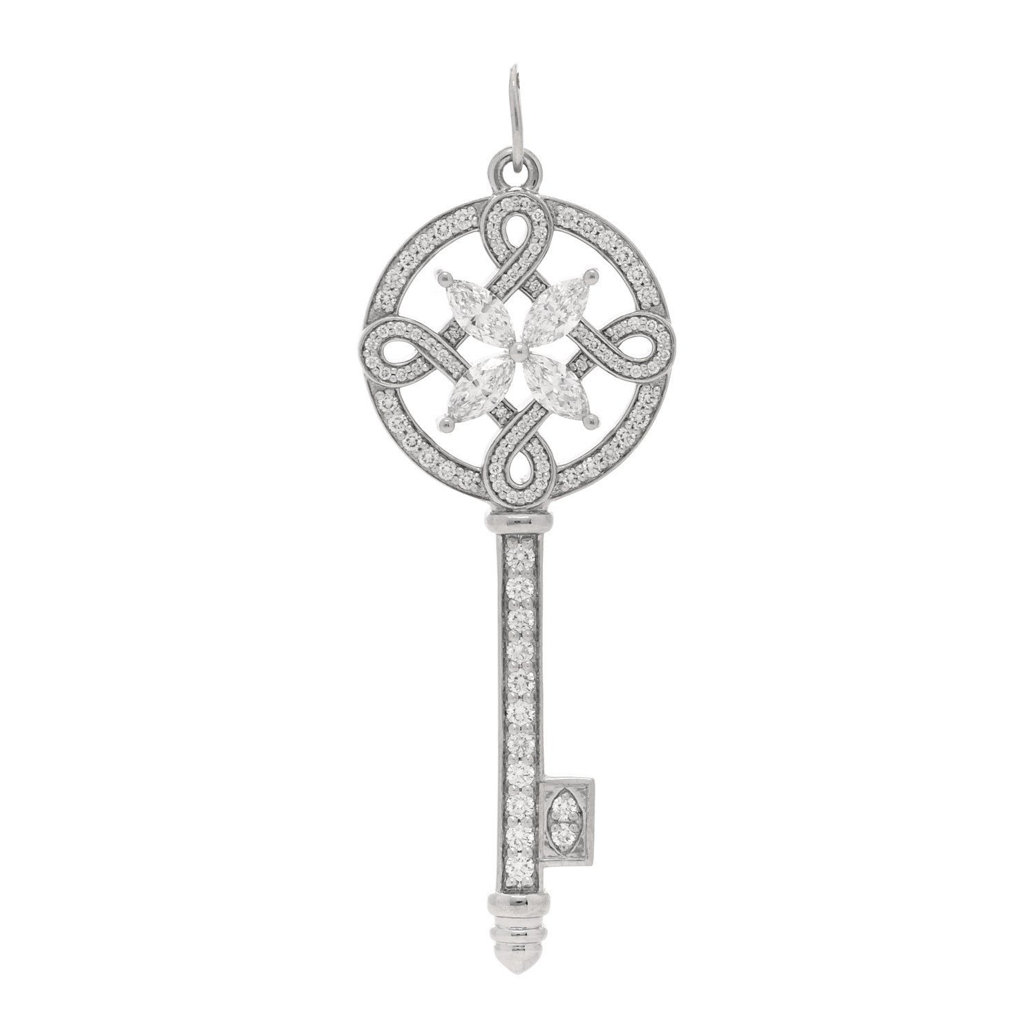 Tiffany Platinum Diamond Victoria Round Key Pendant 1 of 4