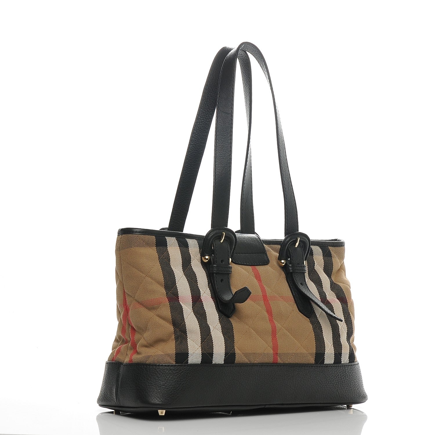 Burberry Canvas Quilted Nova Check Tote Black 3 of 6