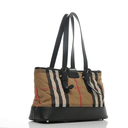 Burberry Canvas Quilted Nova Check Tote Black 3 of 6
