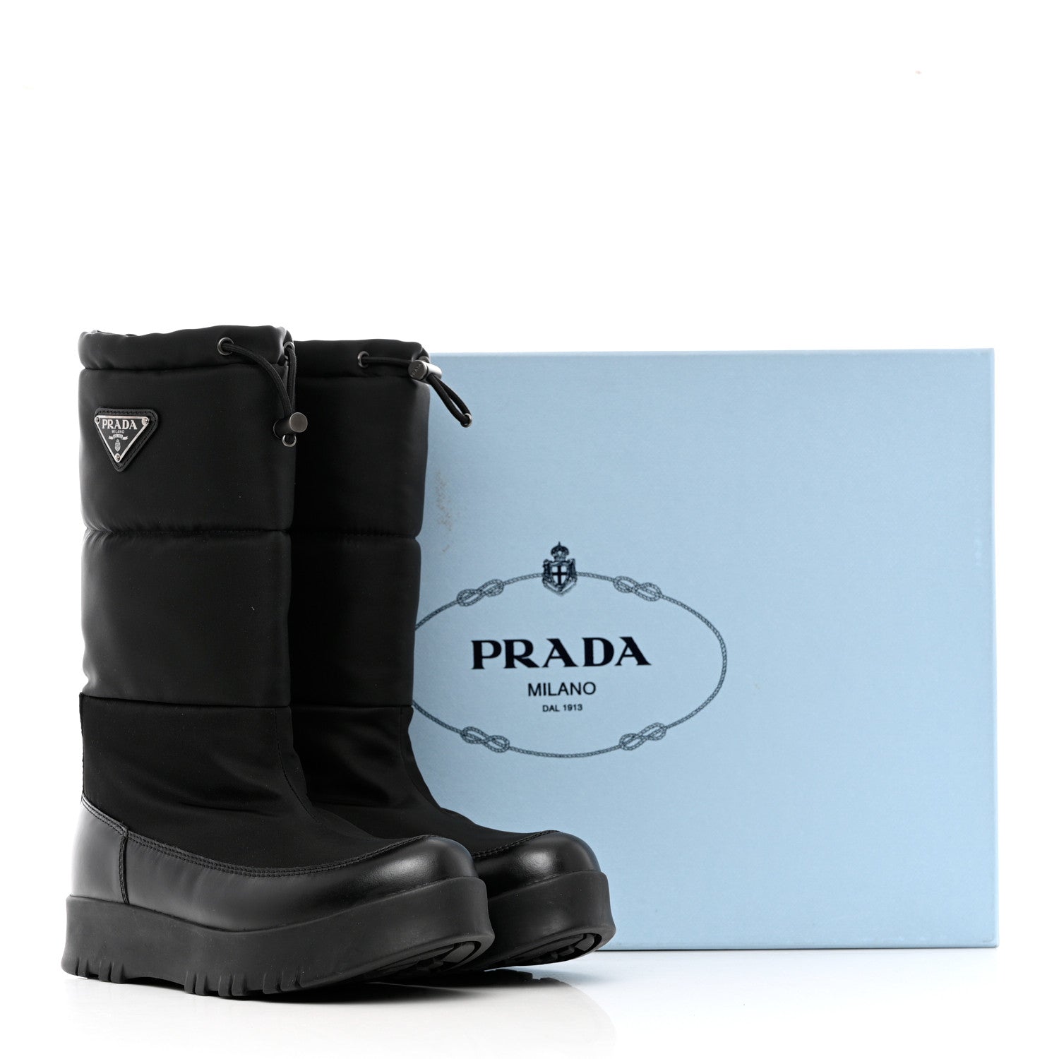 Prada Nylon Metal Triangle Logo Padded Moon Boots 37 Black 12 of 12