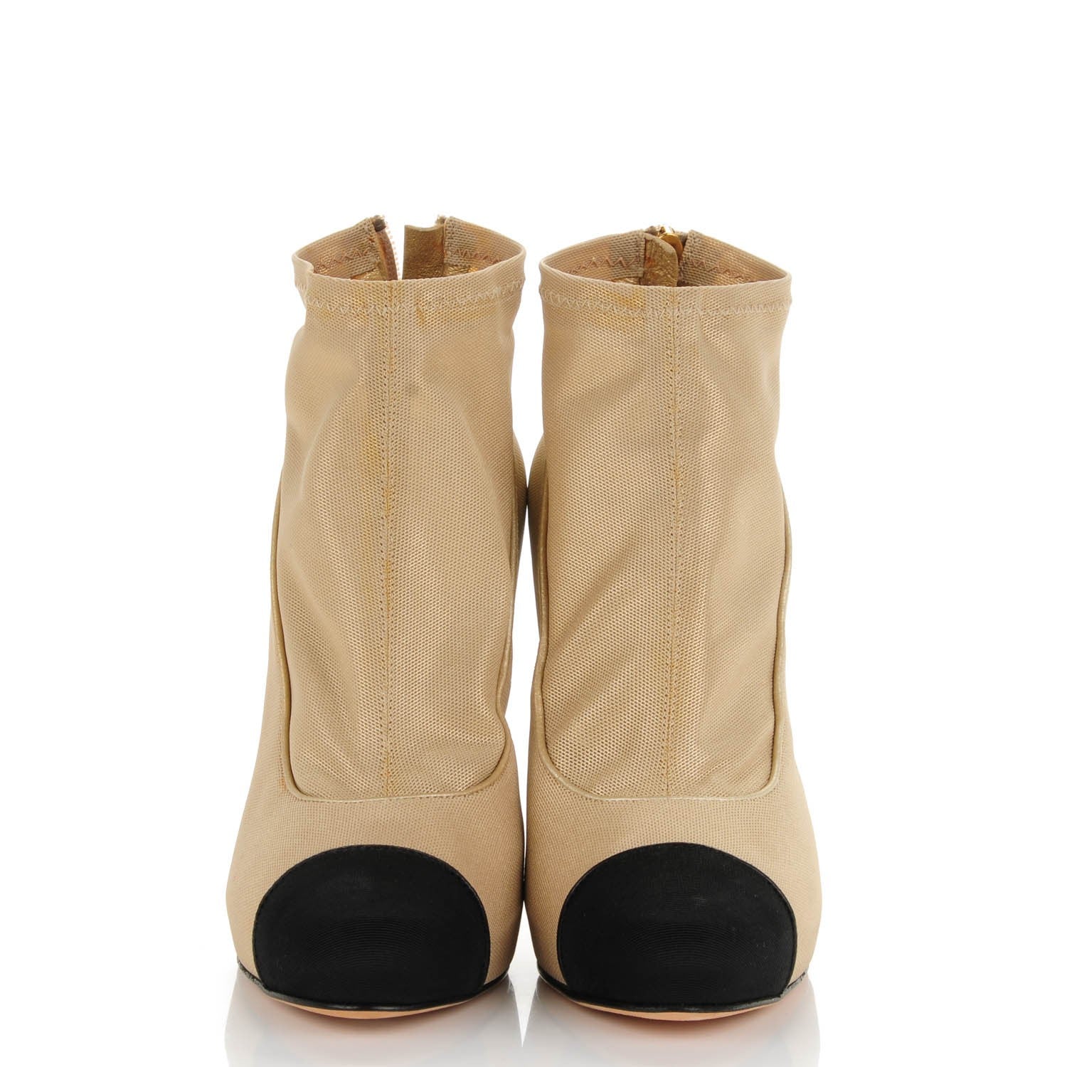 Chanel Mesh Grosgrain Cap Toe Short Boots 38 Light Gold 2 of 7