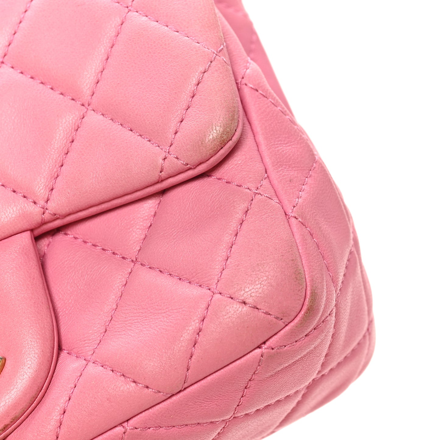 Lambskin Quilted Mini Pearl Crush Flap Pink