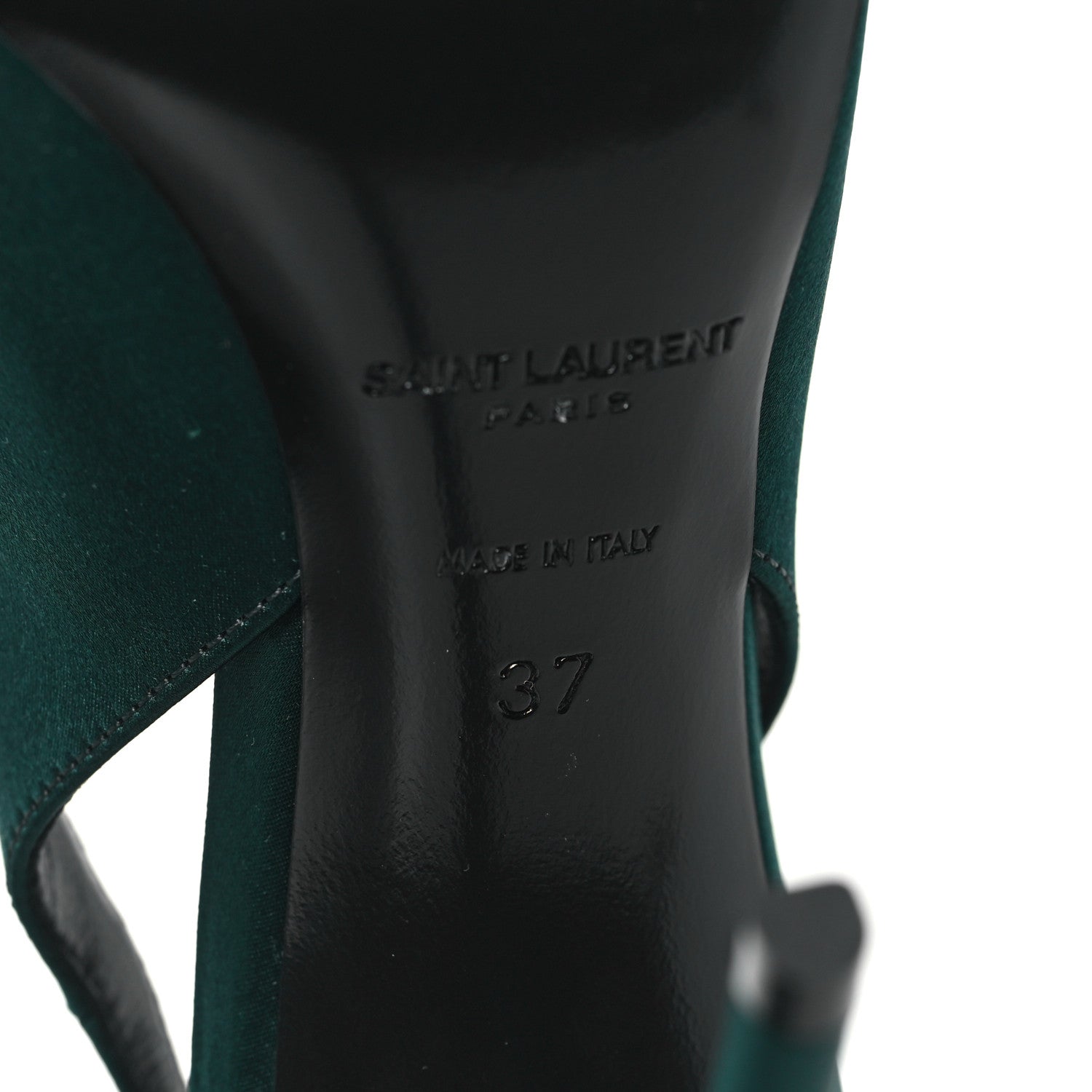 Saint Laurent Crepe Satin Zoe 105 Slingback Pump 37 Dorian Green 7 of 11