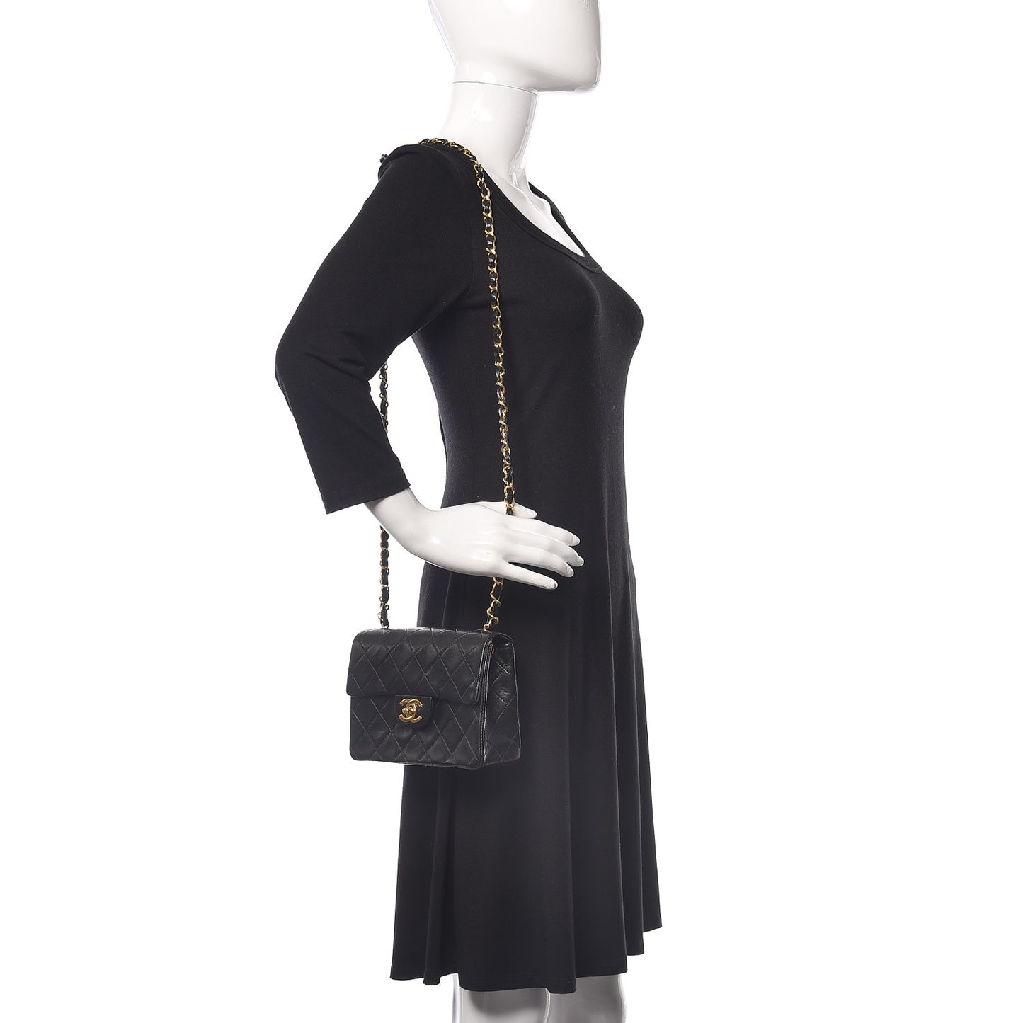 Lambskin Quilted Mini Square Flap Black