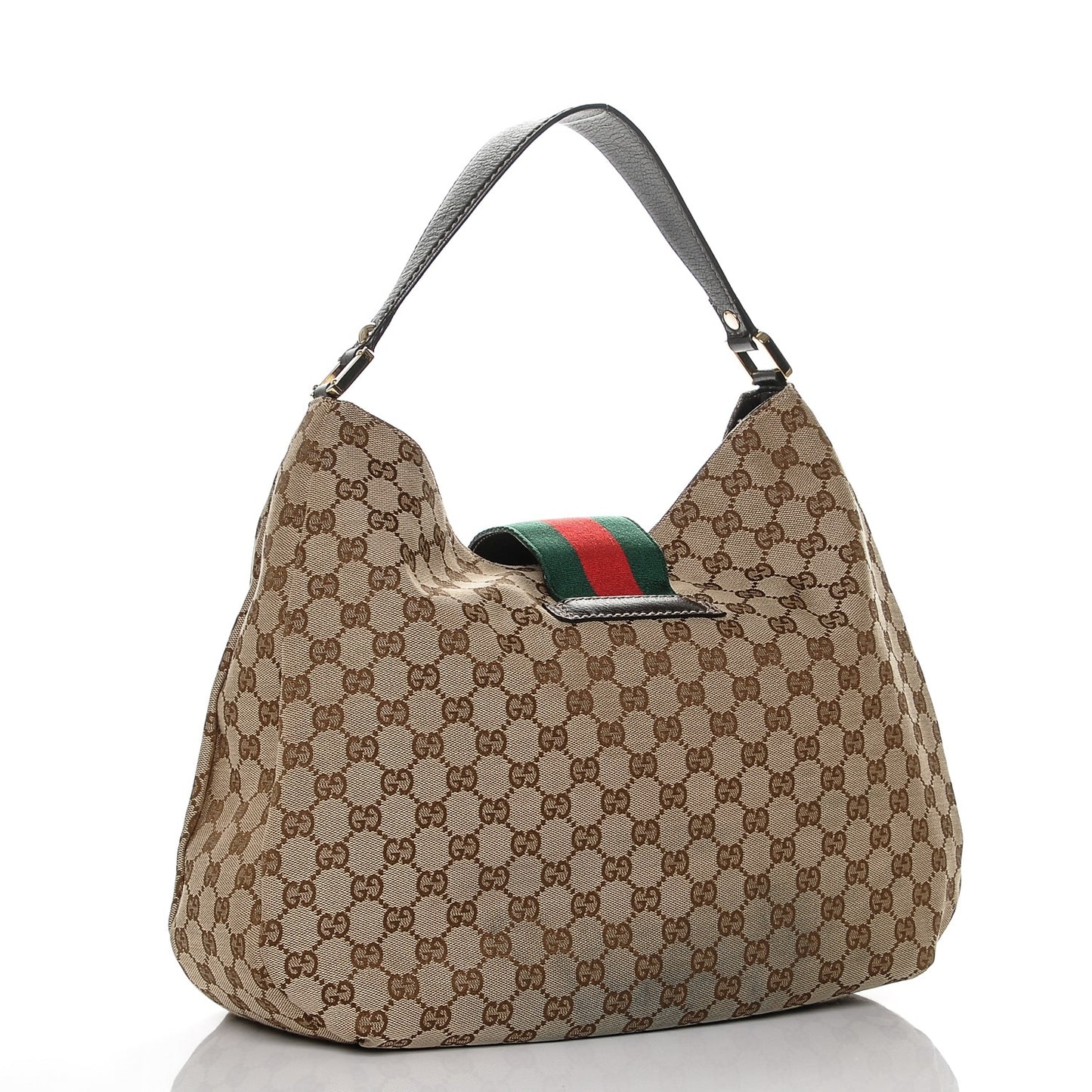 Monogram Large New Ladies Web Hobo Dark Brown
