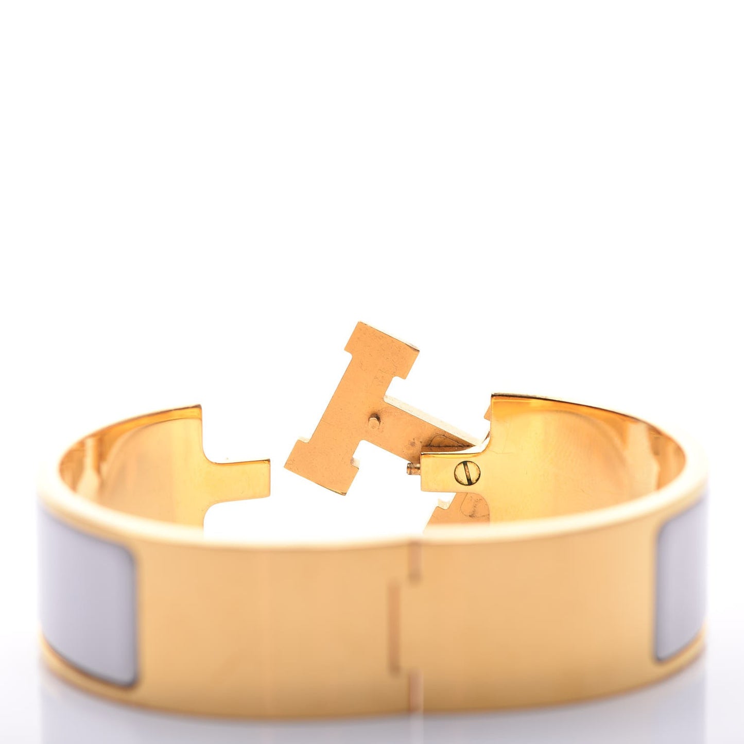 Enamel Wide Clic Clac H Bracelet GM White