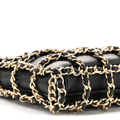 Chanel Lambskin Chain Frame Shoulder Bag Black 9 of 10