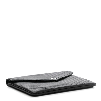 Chanel Calfskin Chevron Quilted Small Envelope Clutch Black 4 of 8