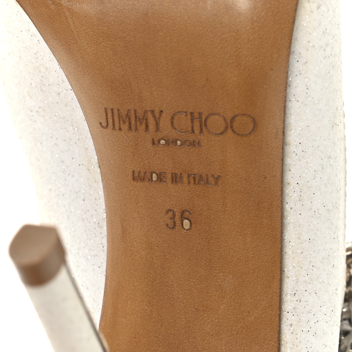 Jimmy Choo Canvas Glitter Crystal Bing 100 Pumps 36 White 7 of 9