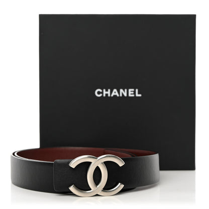 Chanel Calfskin CC Reversible Belt 95 Black Burgundy 7 of 7
