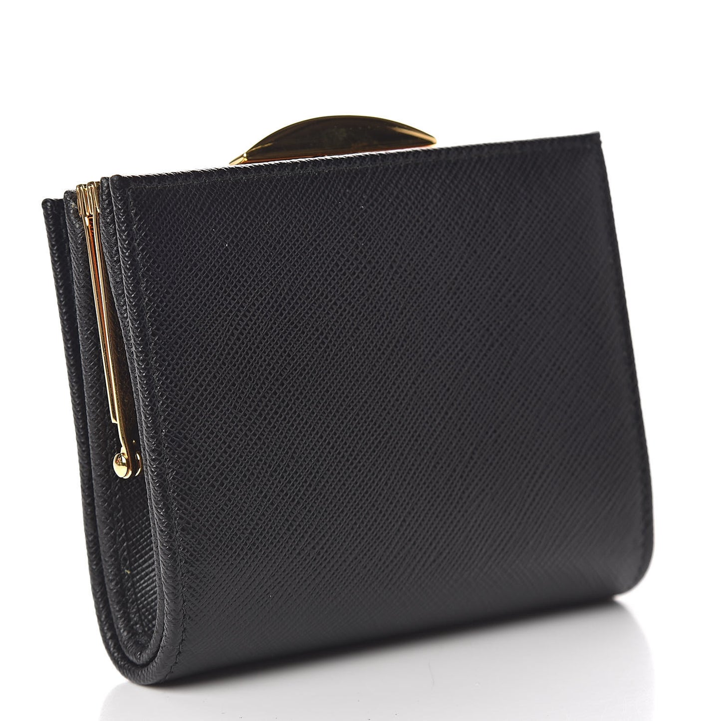 Saffiano Metal Compact Pushlock Wallet Black
