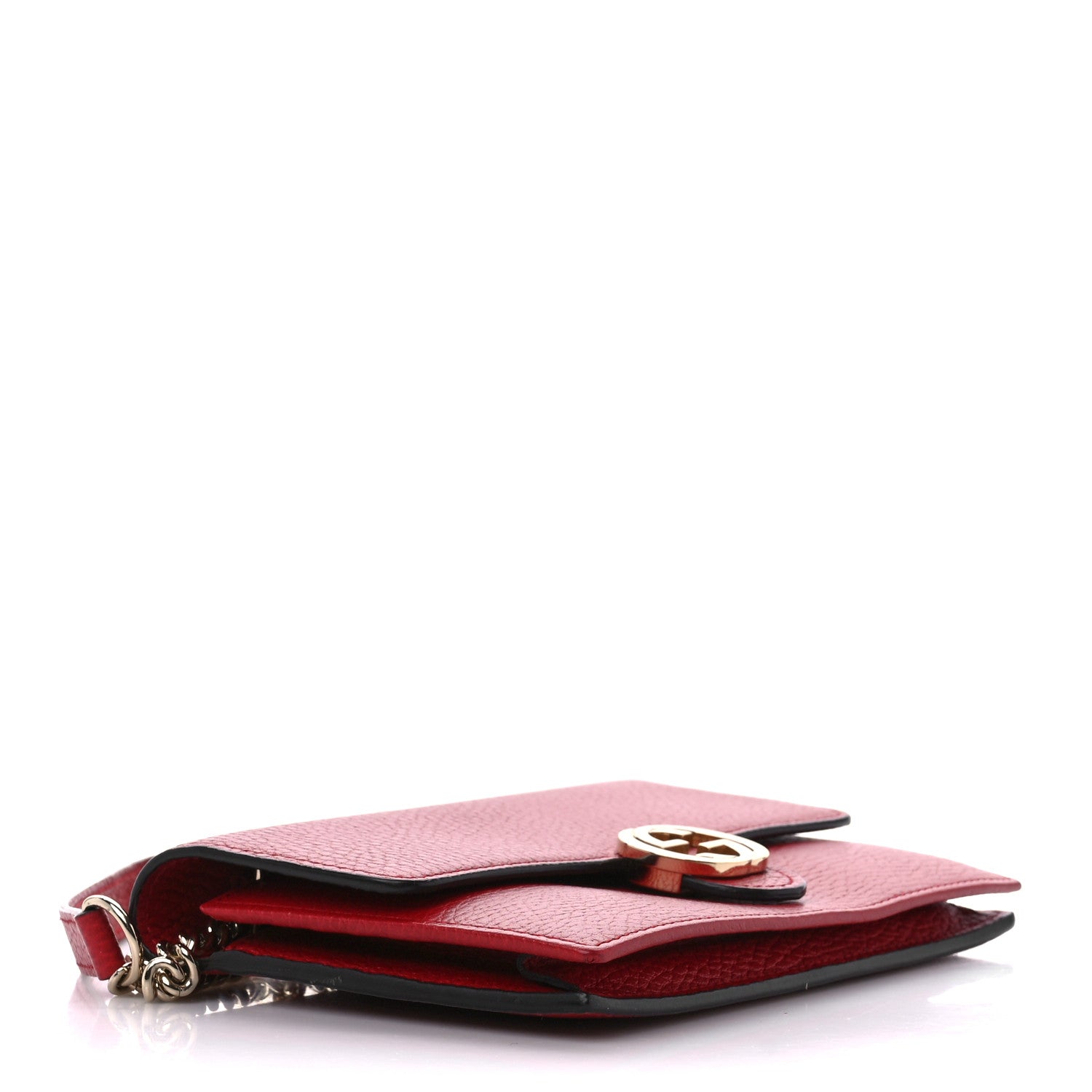 Gucci Dollar Calfskin Interlocking G Chain Wallet Red 4 of 9