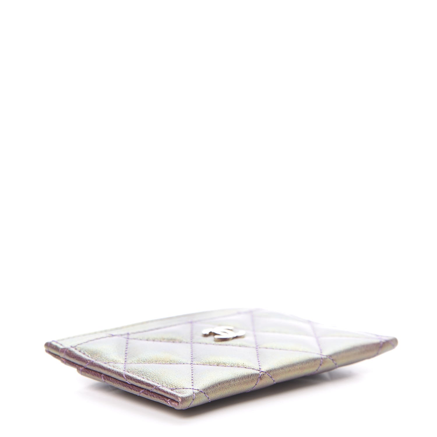 Chanel Iridescent Lambskin Quilted Card Holder Purple 4 of 9