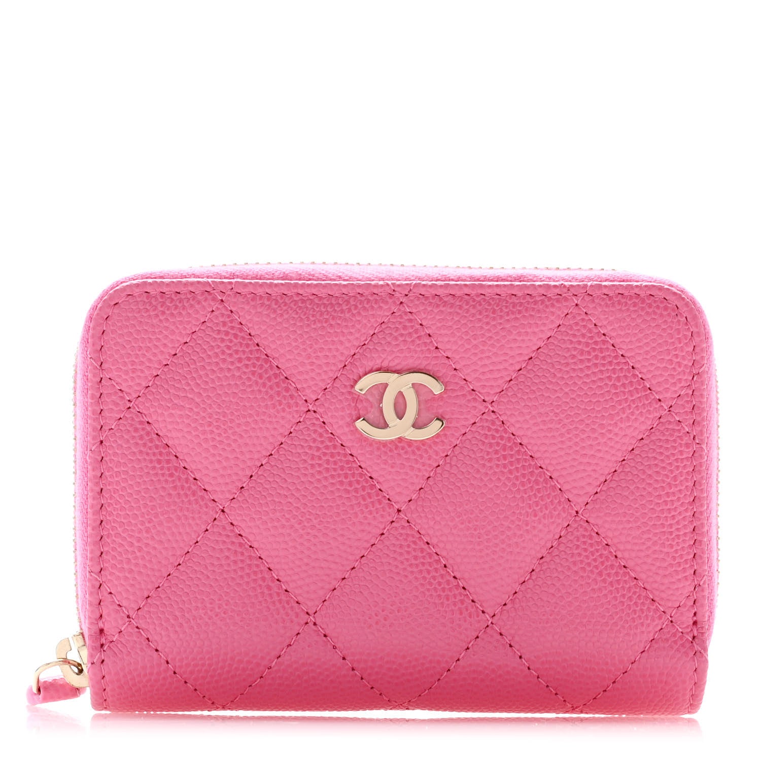 Chanel Caviar Quilted Zip Coin Purse Pink 1 of 8