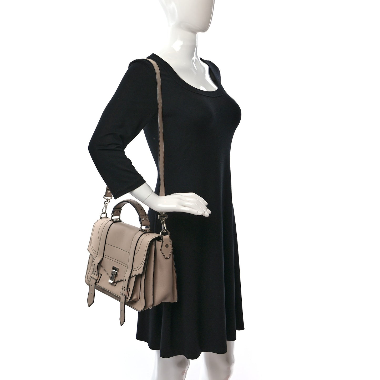Grained Calfskin Medium Contrast Stitch PS1 Satchel Sand