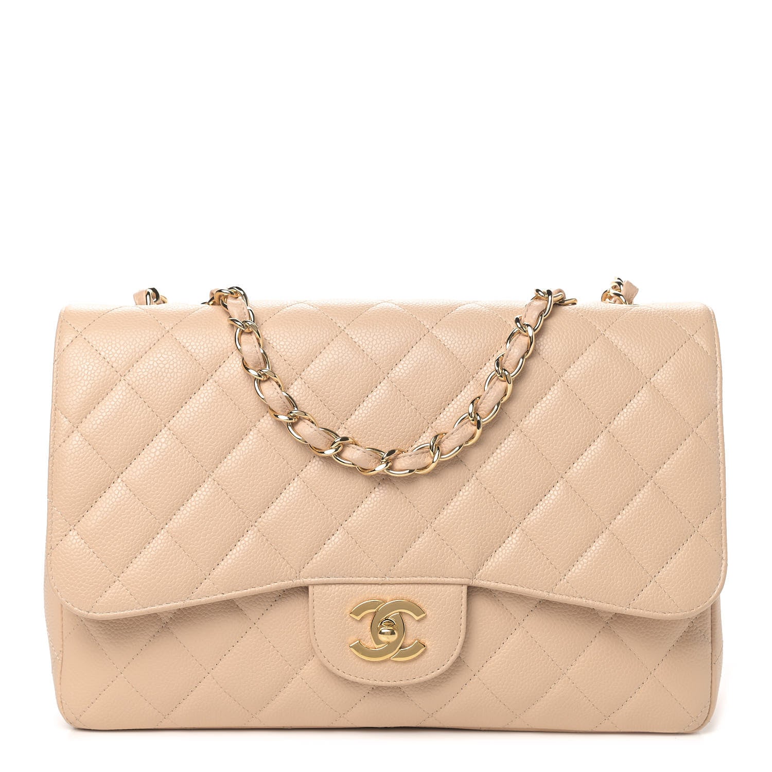 Chanel Caviar Quilted Jumbo Single Flap Beige Clair 1 of 6