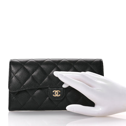Chanel Caviar Quilted Large Gusset Flap Wallet Black 2 of 9